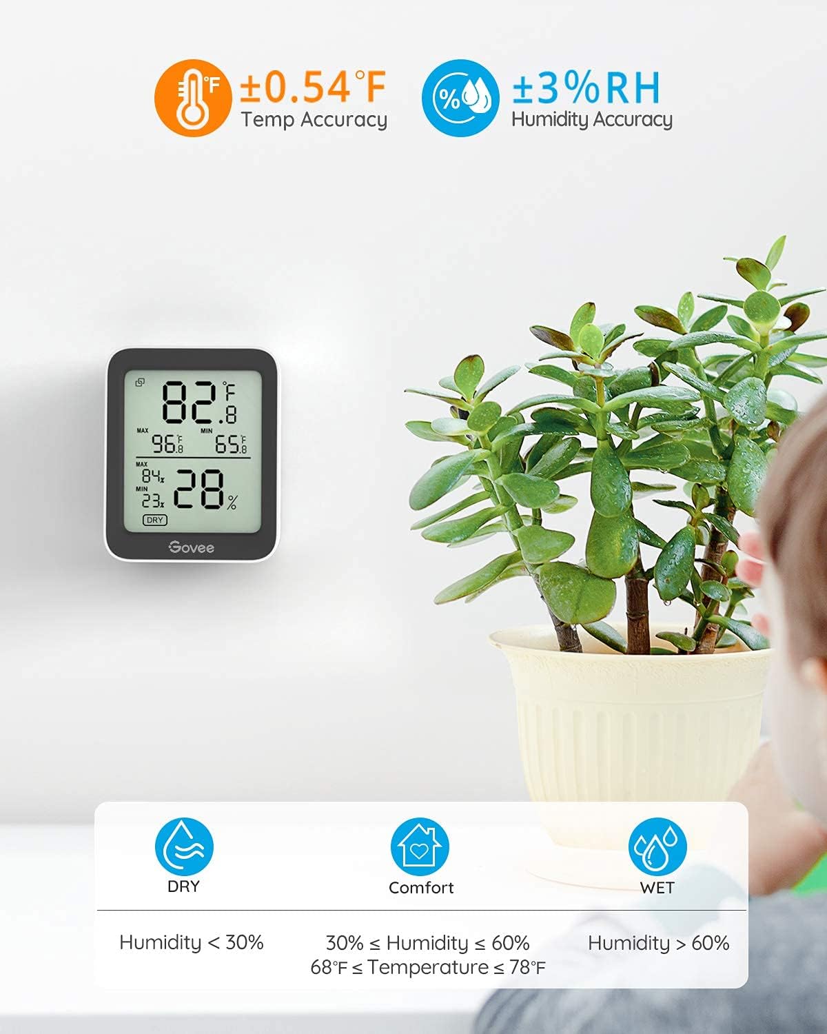 Termómetro higrómetro Bluetooth LCD negro set 2