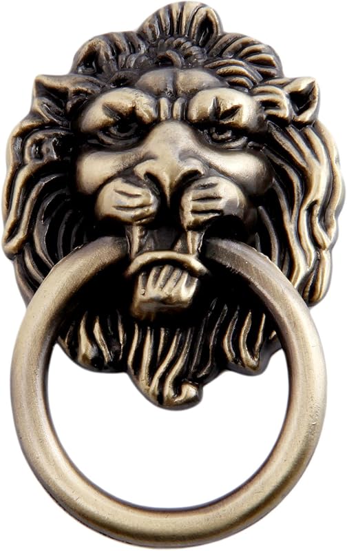 Tirador gabinete cajón cabeza león pomo bronce antiguo