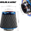 Filtro aire cono redondo 3" flujo alto azul estilo carbón