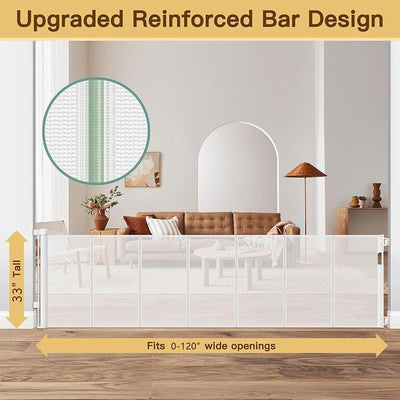 Puerta bebé retráctil reforzada 120" antiarrastrón