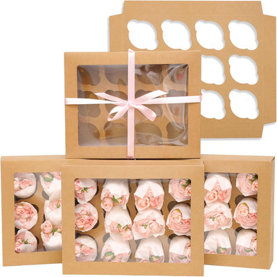 20 Pzas Cajas Cupcakes 33x25x8.9cm con Ventana