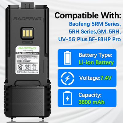 Batería recargable 3800 mAh para UV-5G Plus y GM-5RH