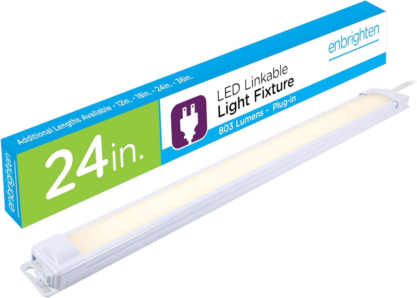 Barra luz LED fina para clóset 12pulg enchufable