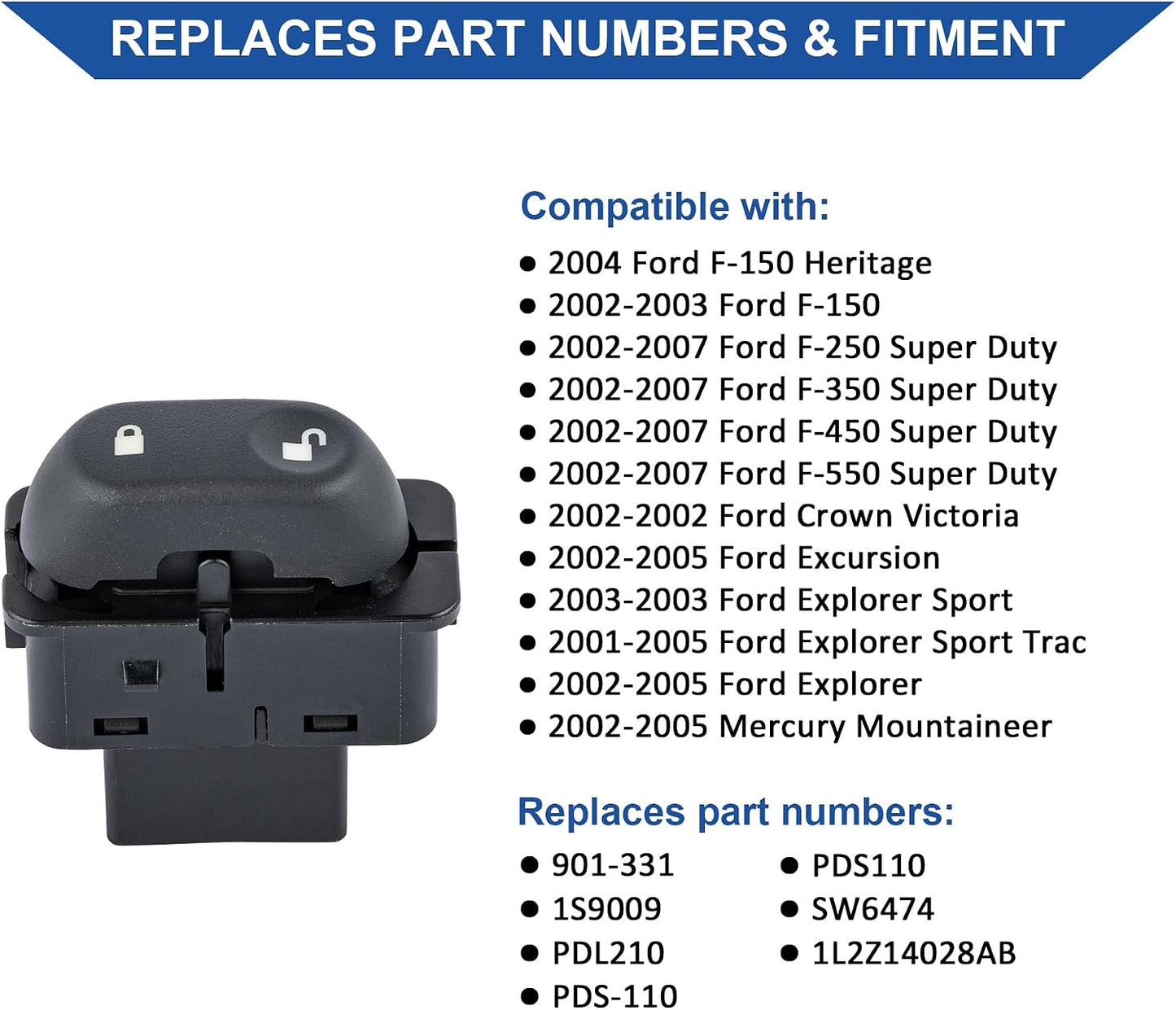 Interruptor cerradura puerta Ford F-150 01-07