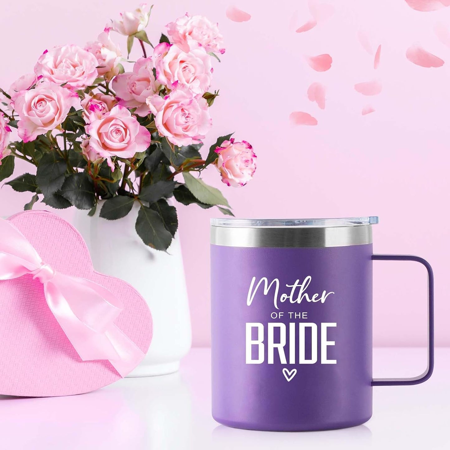 Taza acero inox aislada vacío 12oz para madre novia morado