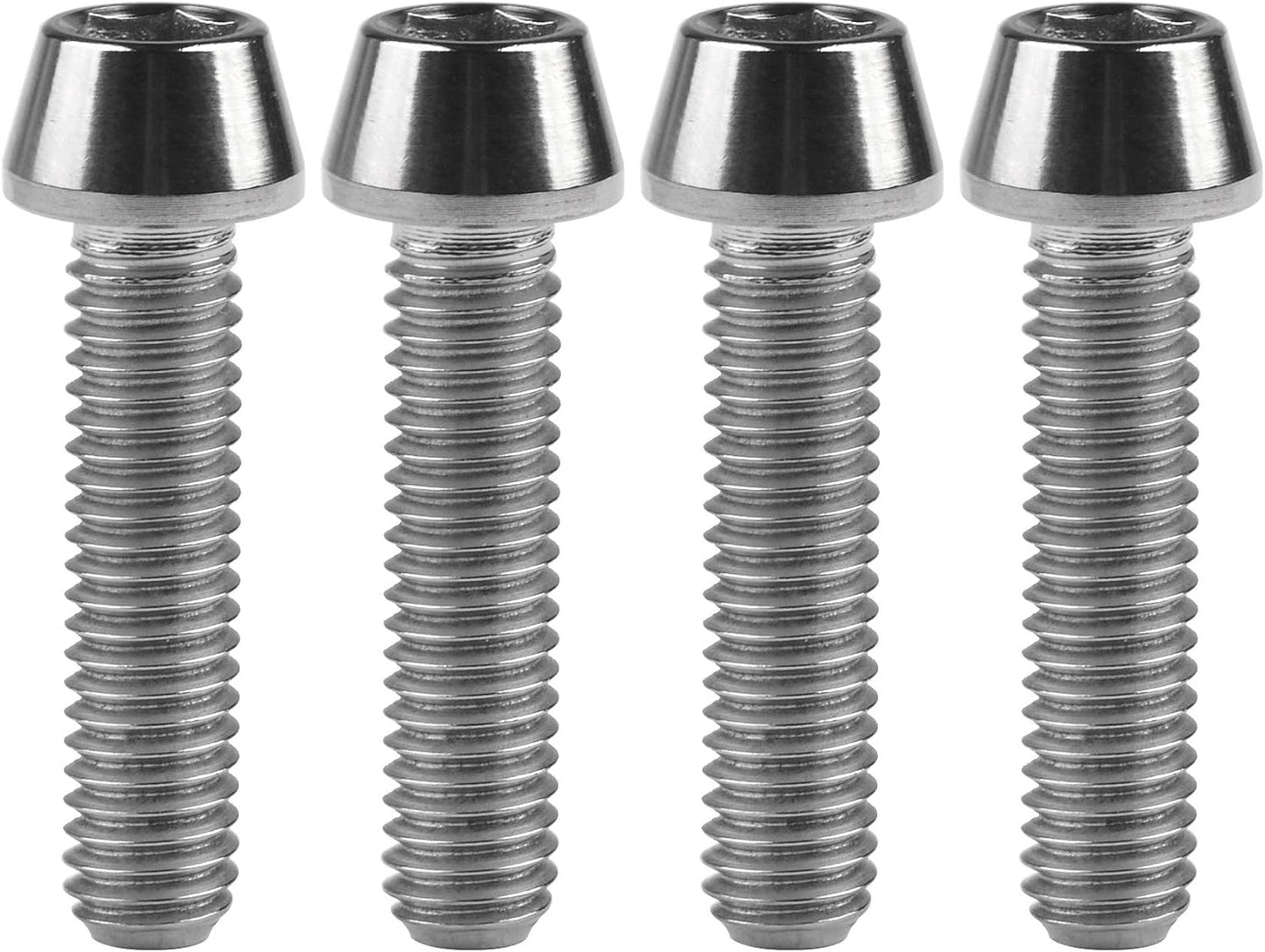 Tornillos hex cónicos M6 x 0.984pulg titanio paq 4
