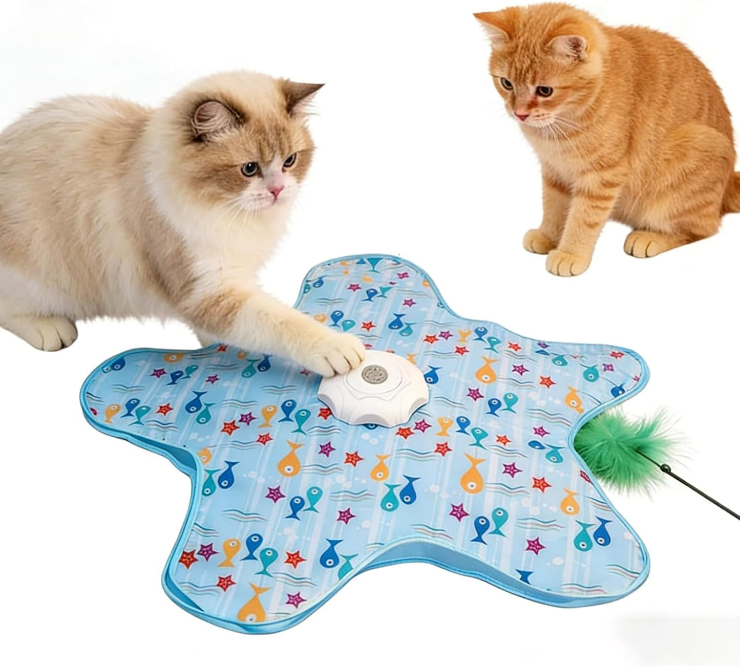 Juguete eléctrico para gatos con sonidos y varita de plumas