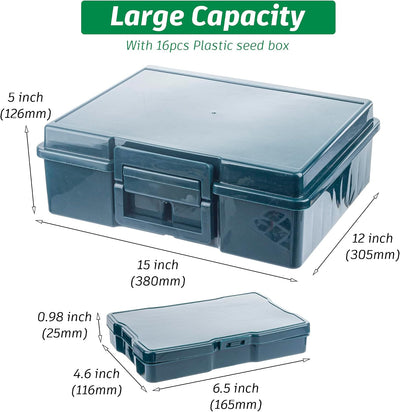 Caja almacenamiento semillas 16 cajas 4x6" para pesca