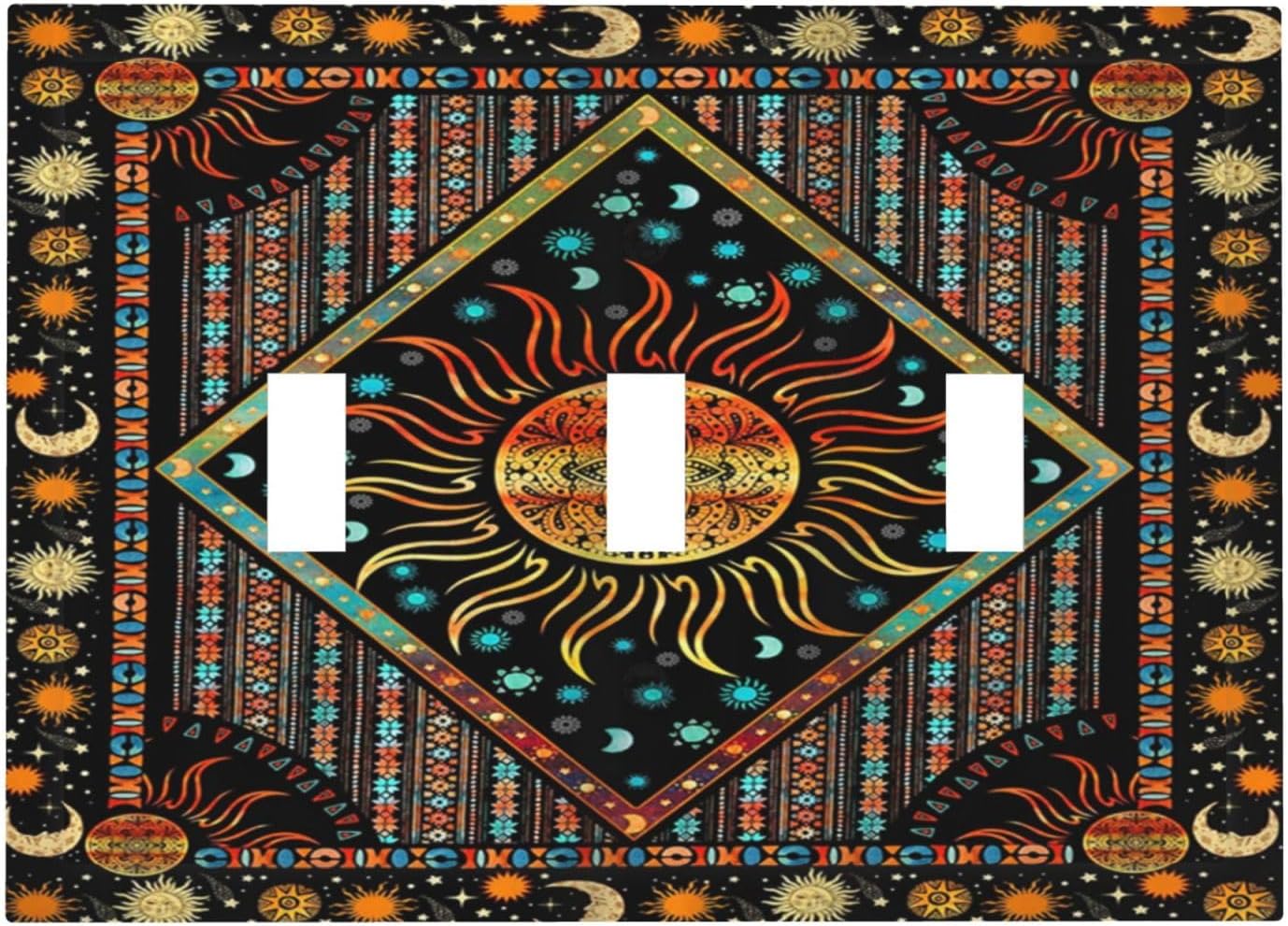 Cubierta interruptor luz triple toggle boho retro