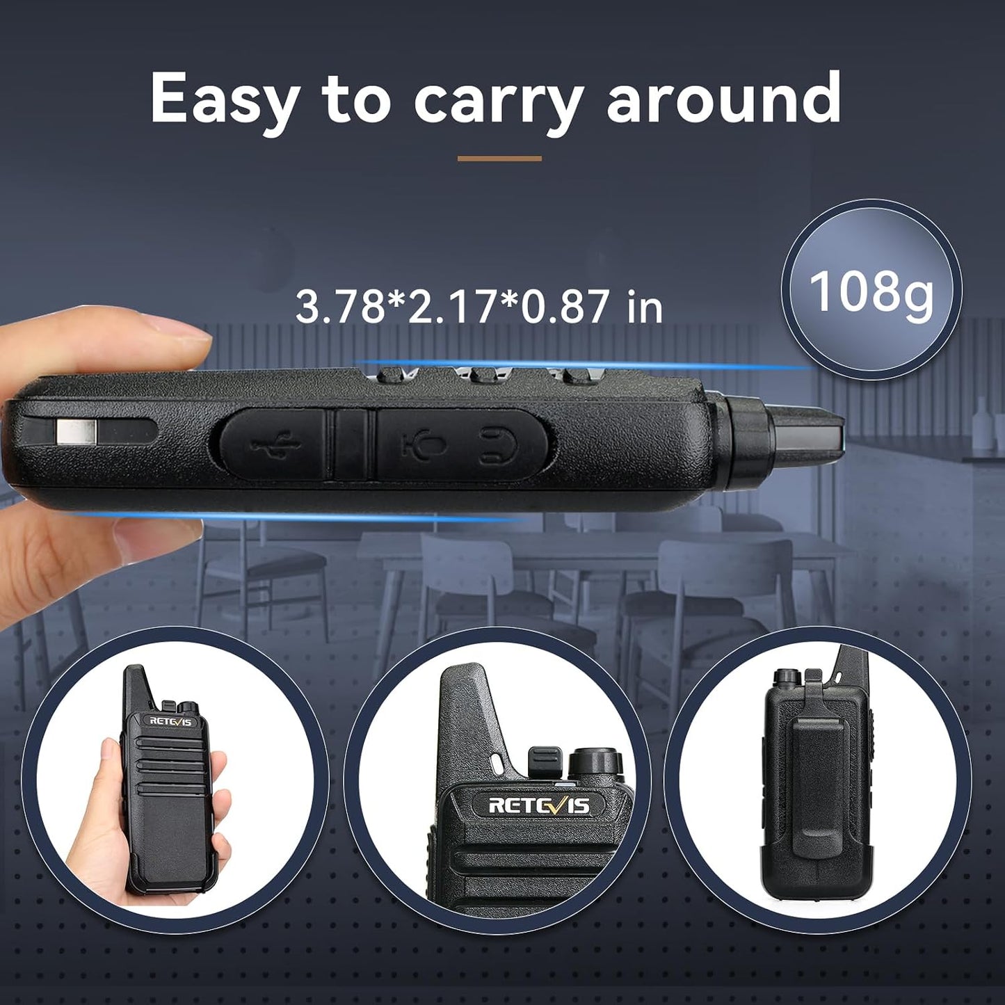 Walkie Talkies RT22 recargables bidireccional para adultos