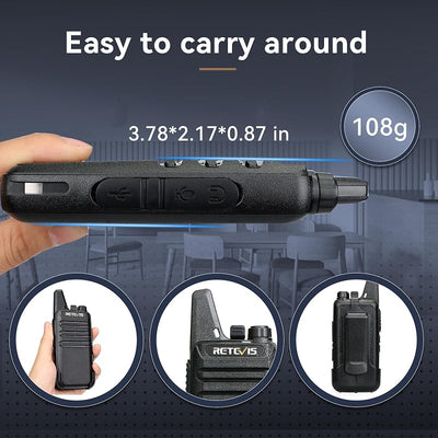 Walkie Talkies RT22 recargables bidireccional para adultos