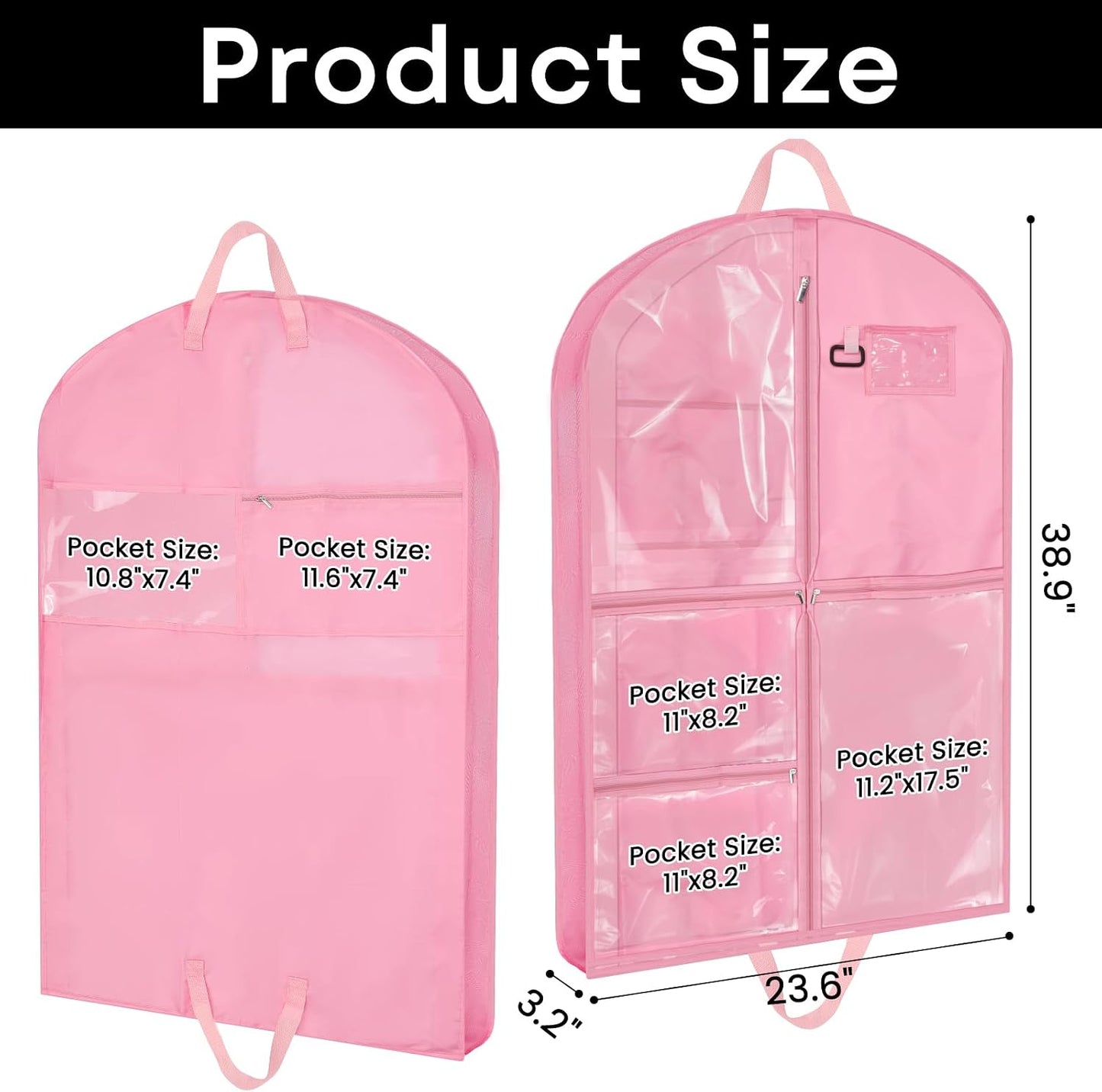 Bolsas ropa baile rosa 24x40" impermeables 2 pzas