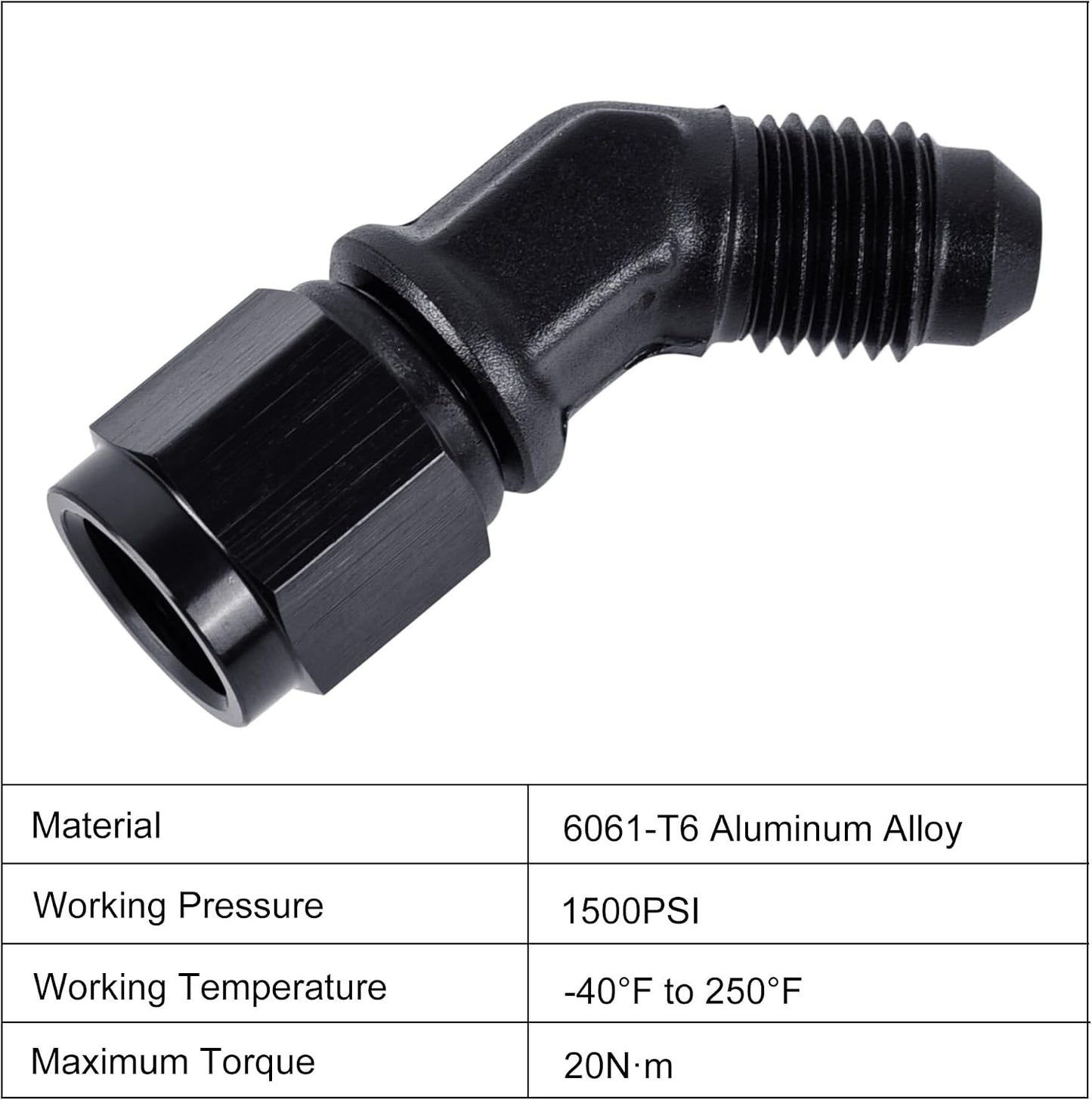Adaptador 4AN Hembra a Macho Flare Aluminio Negro