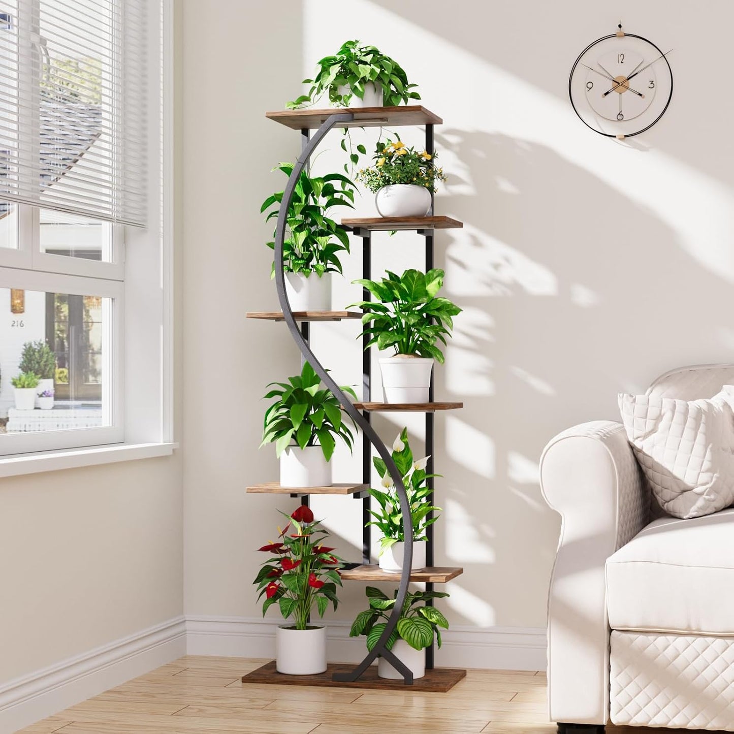 Soporte plantas 59pulg luz crecimiento estante metal 7 niveles