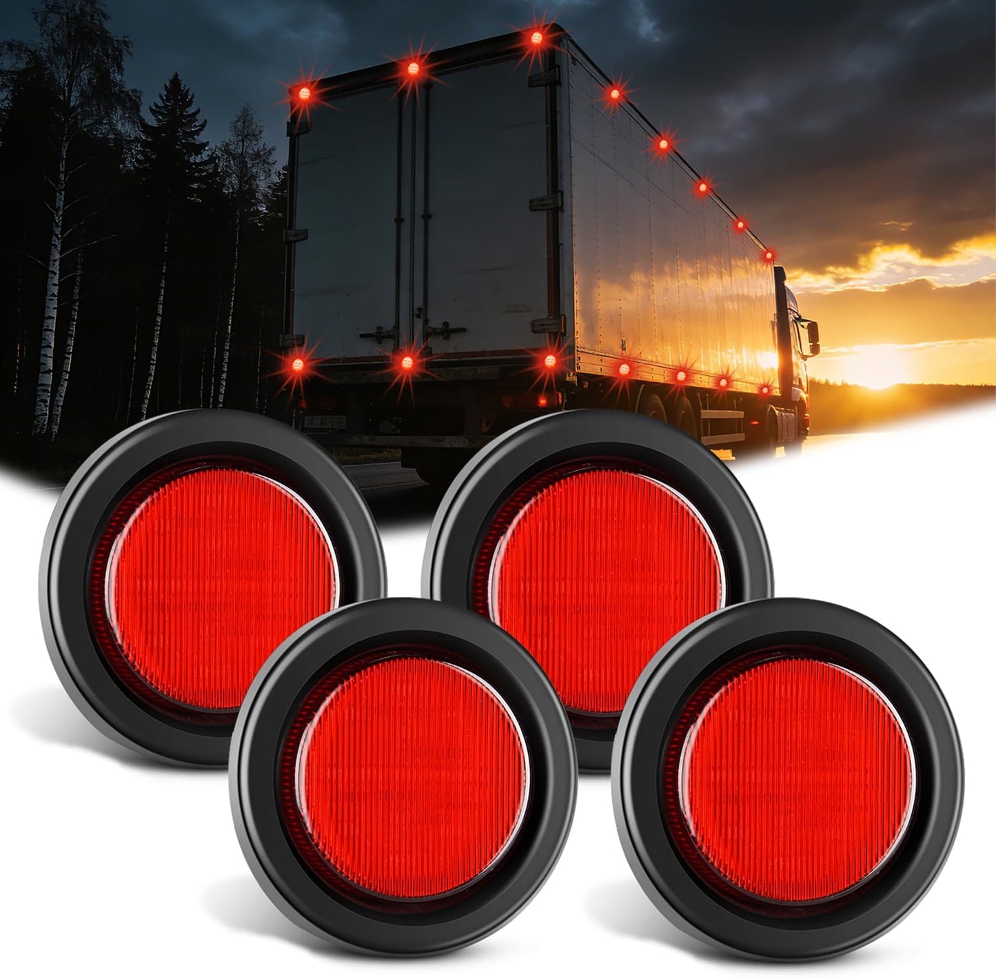 Luz marcadora redonda 2.5" 4pcs roja DOT camión