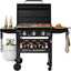 Plancha gas 3 quemadores capucha 39000 BTU 492pulg2 negro