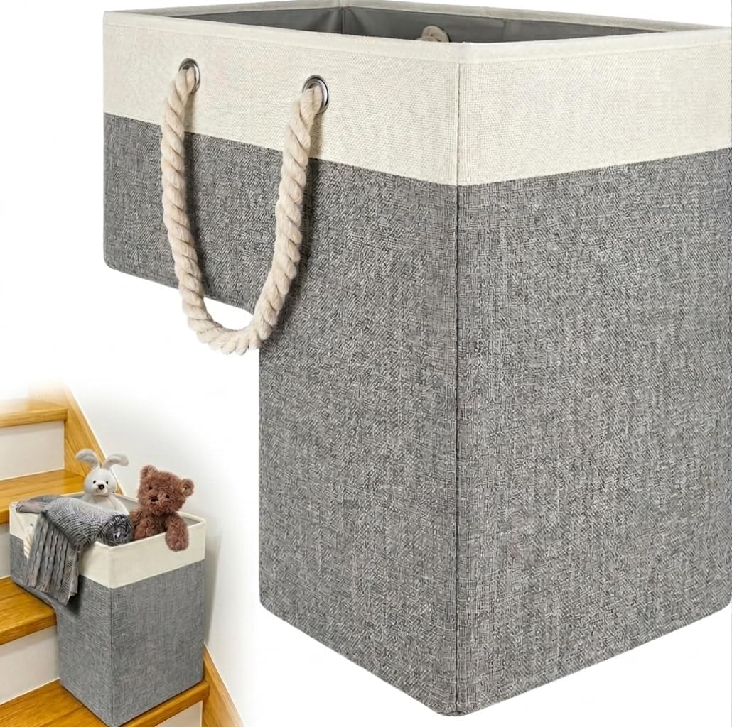 Cesta escalera moqueta madera 16x10x16" con asa