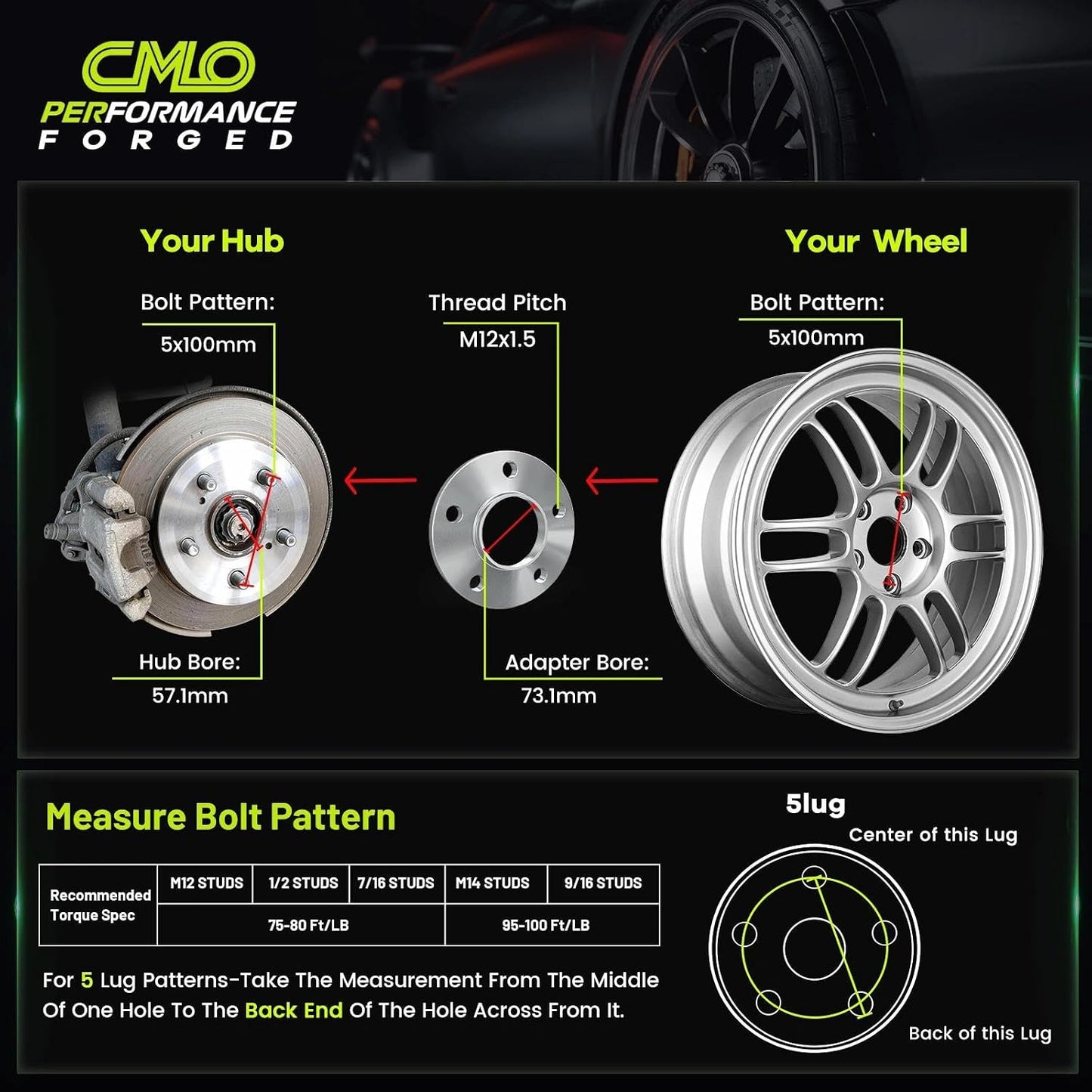 2 Espaciadores rueda 5x100 Chevy Dodge 0.315" forjado