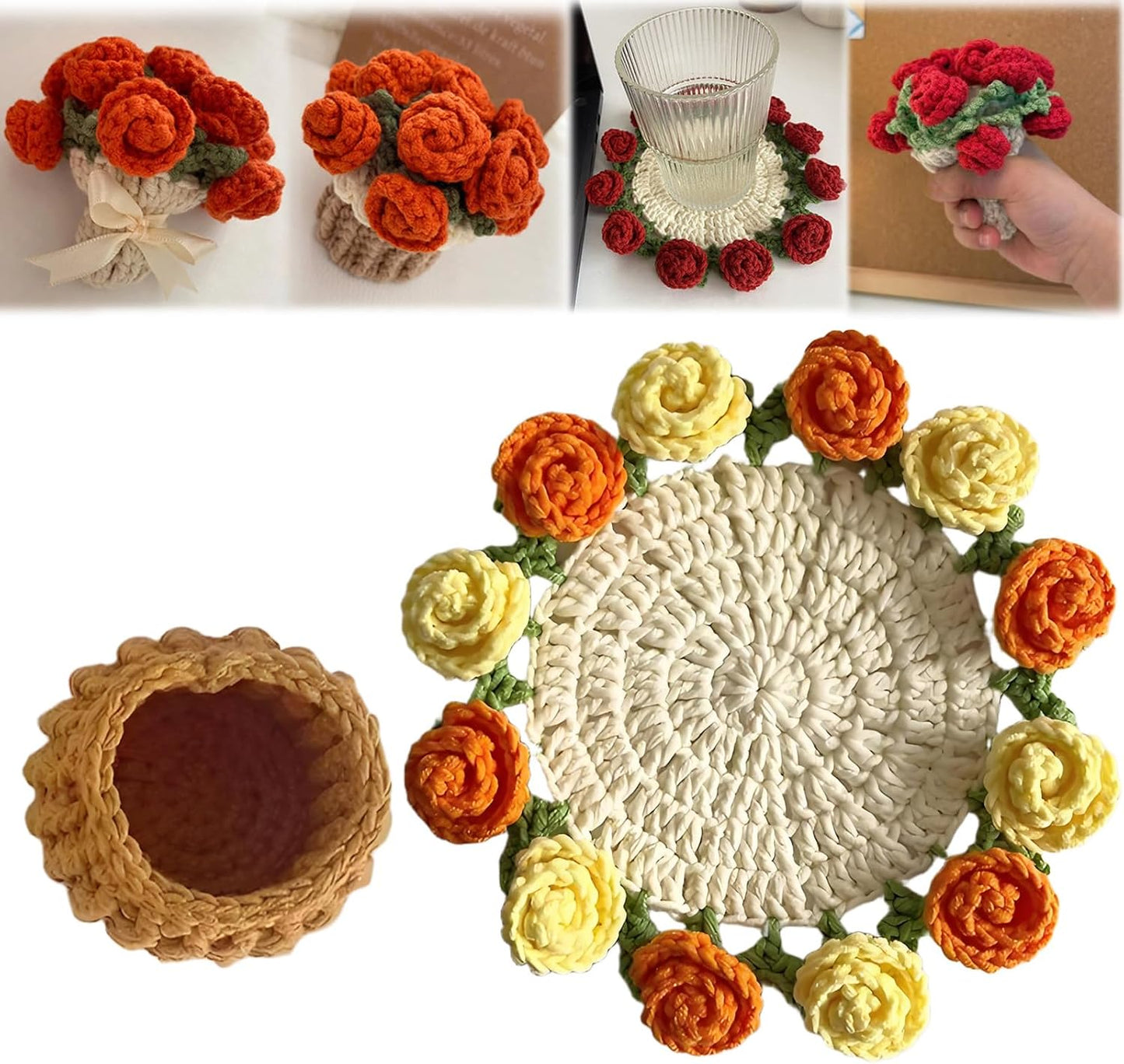 Posavasos manta ramo flores regalo romántico amarillo
