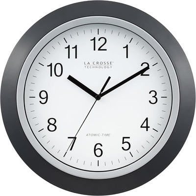 Reloj pared analógico atómico 12pulg color negro
