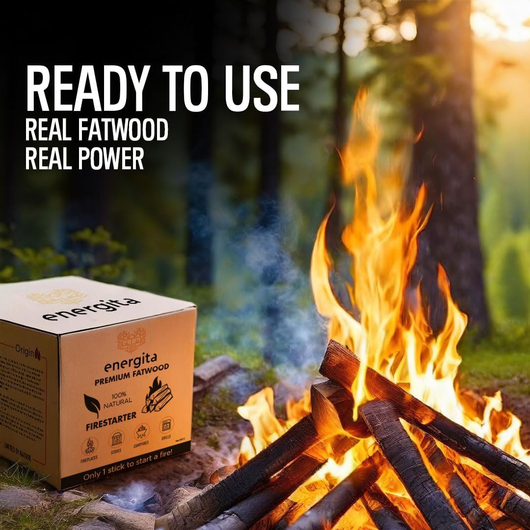 Palitos encendido madera grasa 10lb para campamento parrilla