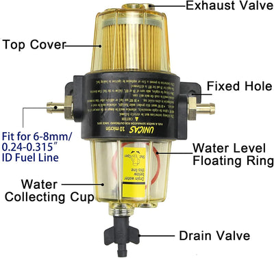 Separador agua filtro combustible motor marino