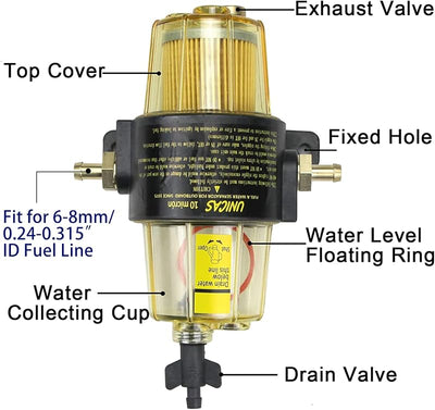 Separador agua filtro combustible motor marino