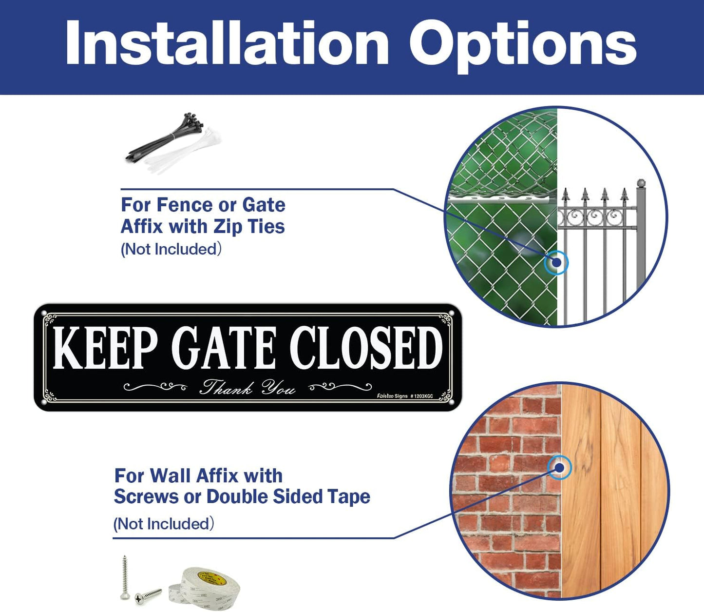 2 Letreros Reflectantes Aluminio 12x3pulg Keep Gate Closed