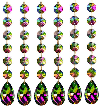 Colgantes lágrima octágono cristal para lámpara set 6