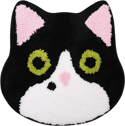 Tapete baño antiderrap para gatos 24x24" negro y blanco