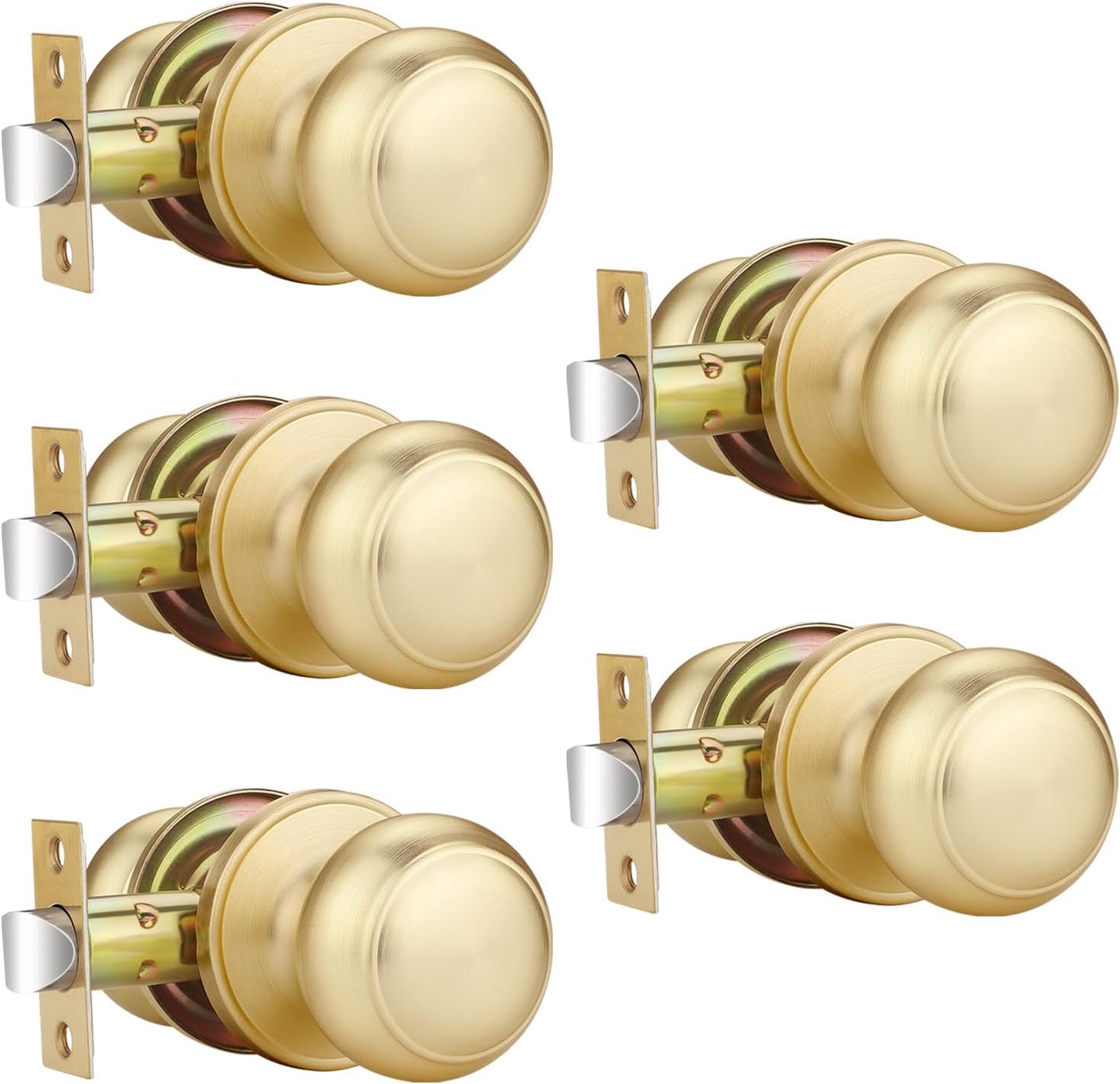5 Pzas Pomos Puerta Latón Cepillado Reversibles
