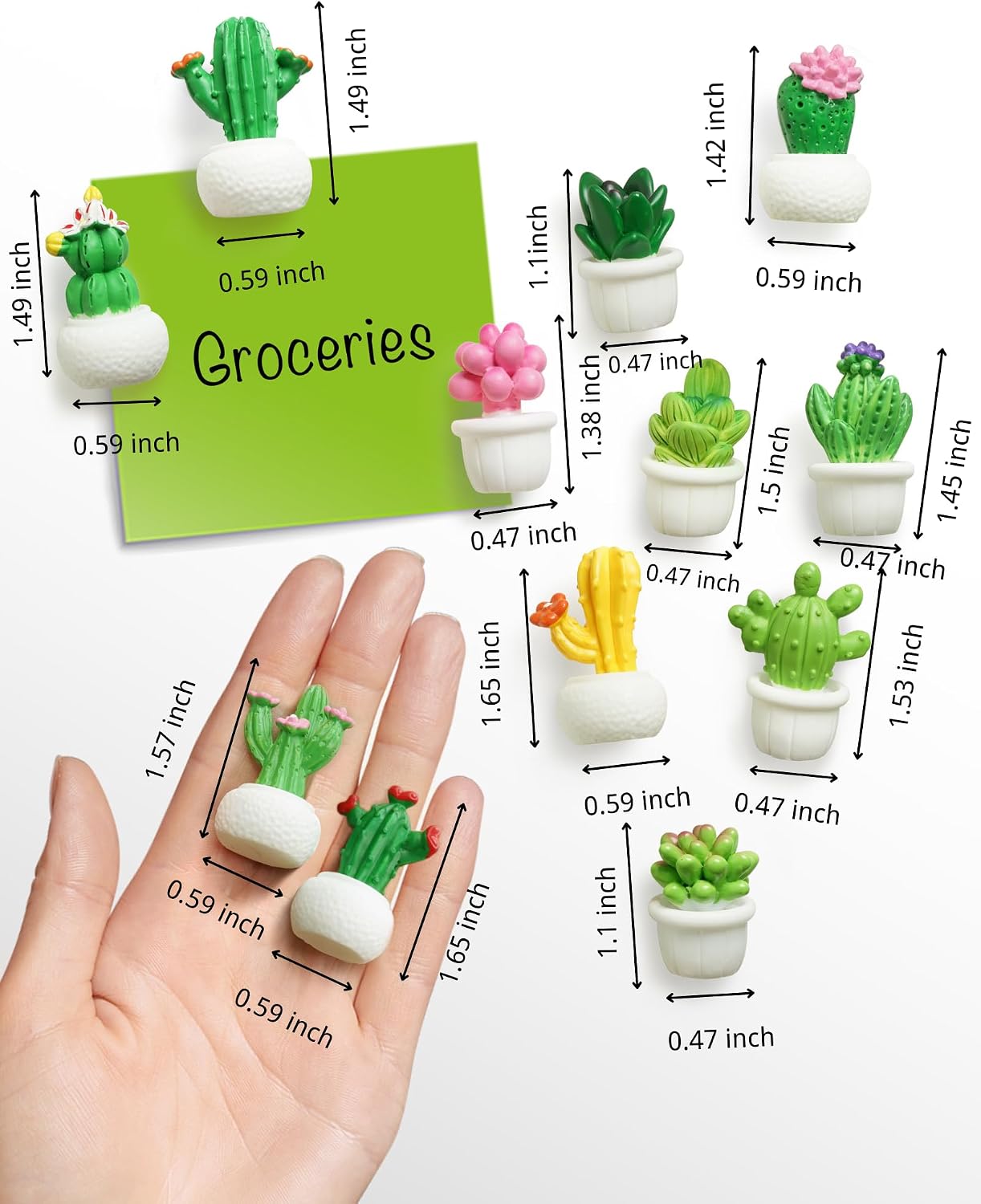 Imanes cactus 3D para nevera oficina cocina 12uds