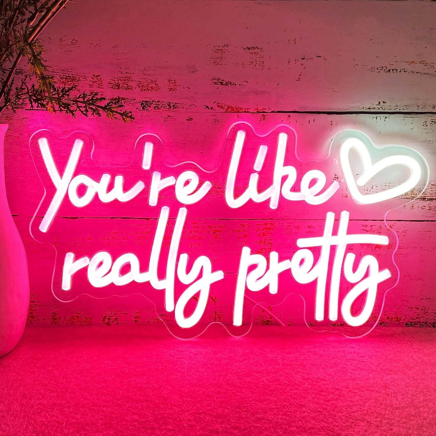 Letrero neón corazón 'you're like really pretty' 16x8pulg