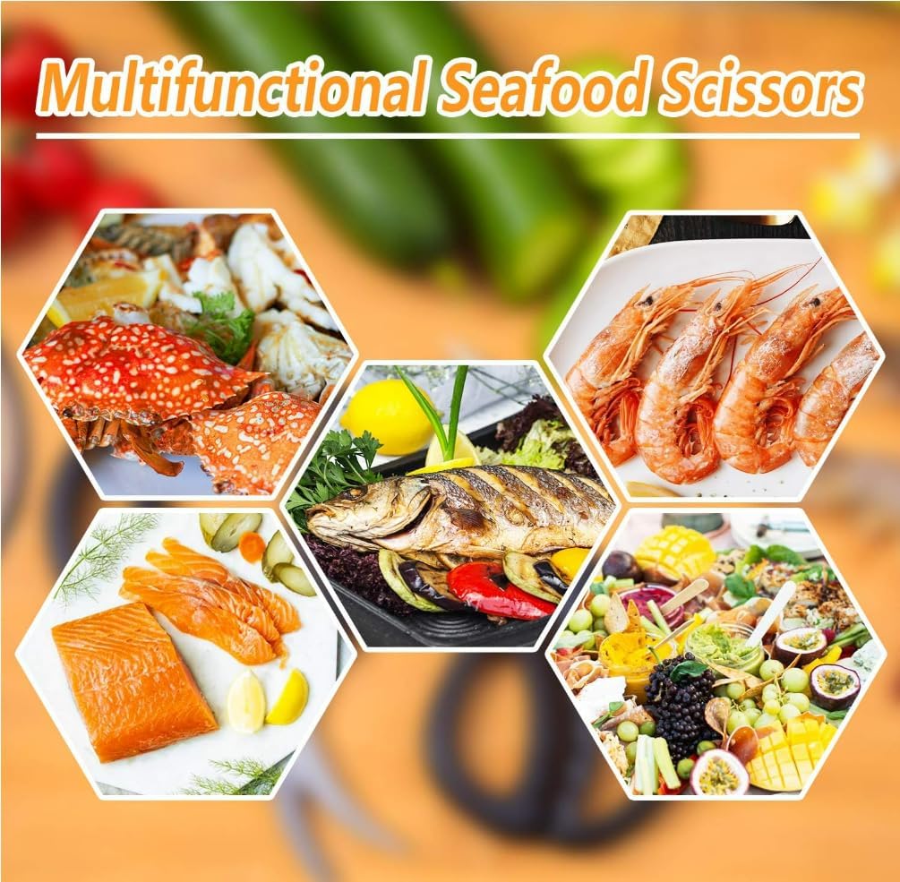 Tijeras acero inox para mariscos 8uds multifuncionales negro