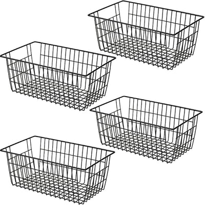 Organiz. cesta congelador alambre metal 4 Pzas negro
