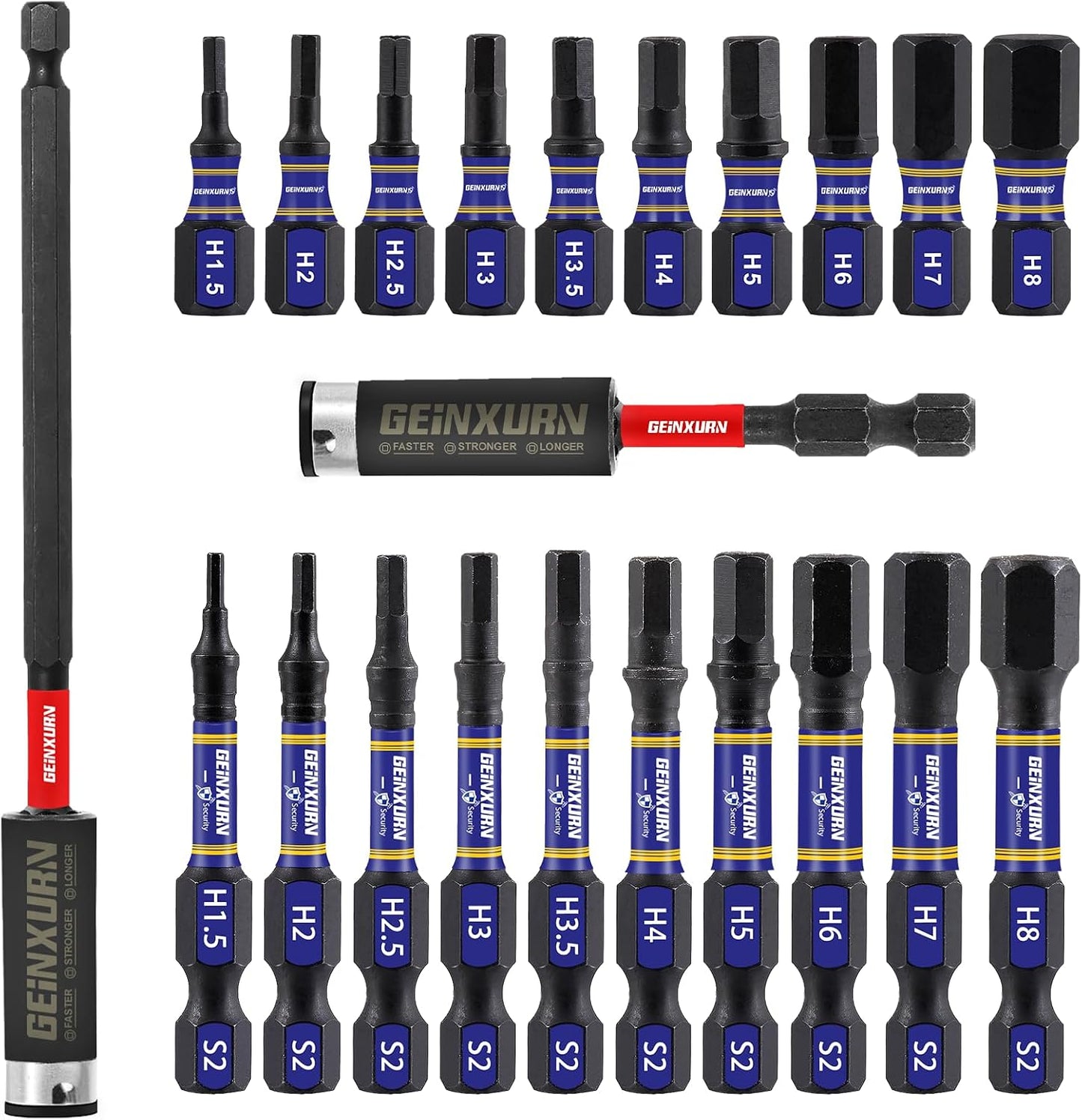 Set 22 Brocas Allen Magnéticas 1/2pulg con Soporte 3/6pulg