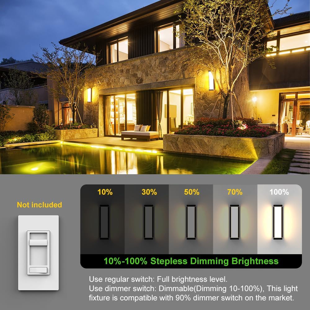 Lámpara LED pared regulable 16" 3000K aluminio negro