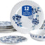 Set 12 Pzas Vajilla New Bone China Azul