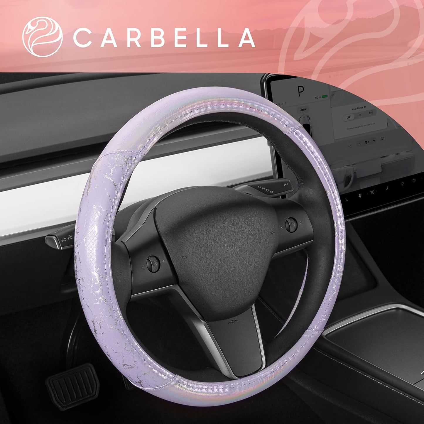 Funda volante púrpura holográfica 15" ajustable coche