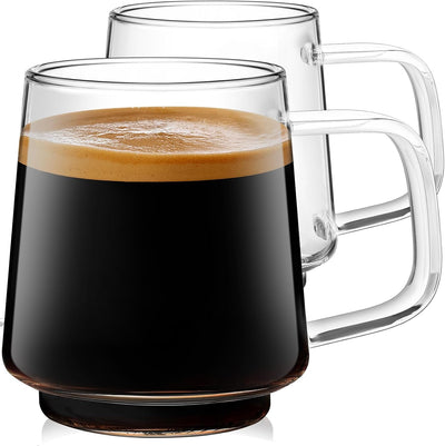 Tazas vidrio 16oz con asa para oficina y casa 2 pzas