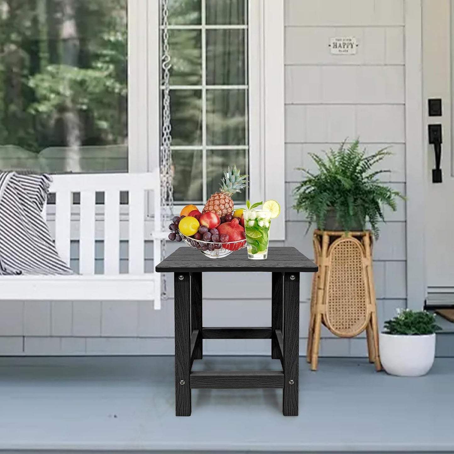 Mesa auxiliar Adirondack exterior resistente color negro