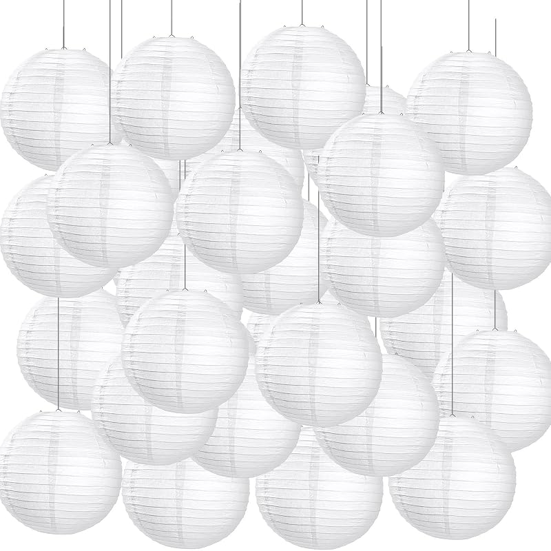 90 Faroles Papel Blanco para Decorar Hogar 8pulg