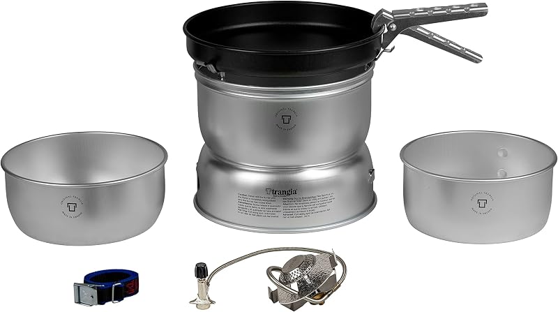 Set cocina acampar 25-3 con estufa gas 2 ollas sartén