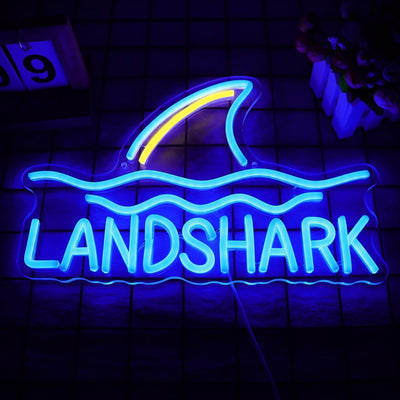 Letrero neón tiburón luces LED USB para hogar pub cueva