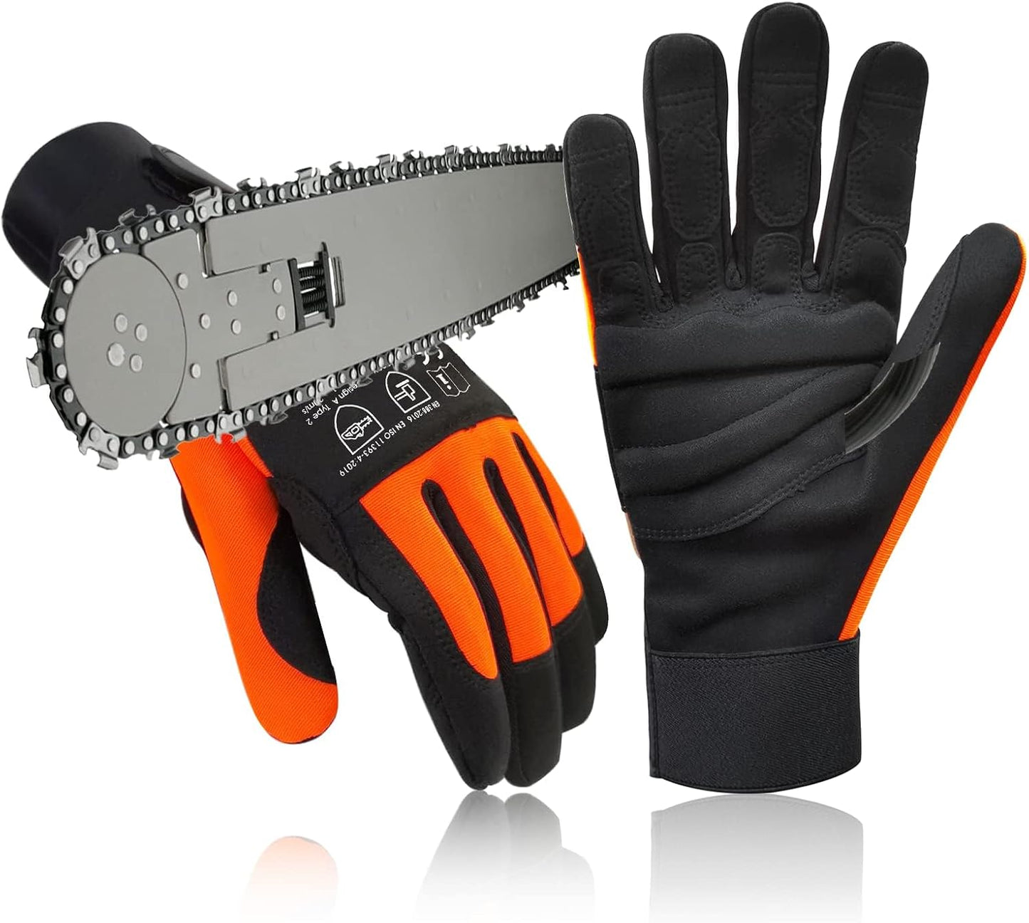 Guantes motosierra protección izquierda cuero vaca ISO