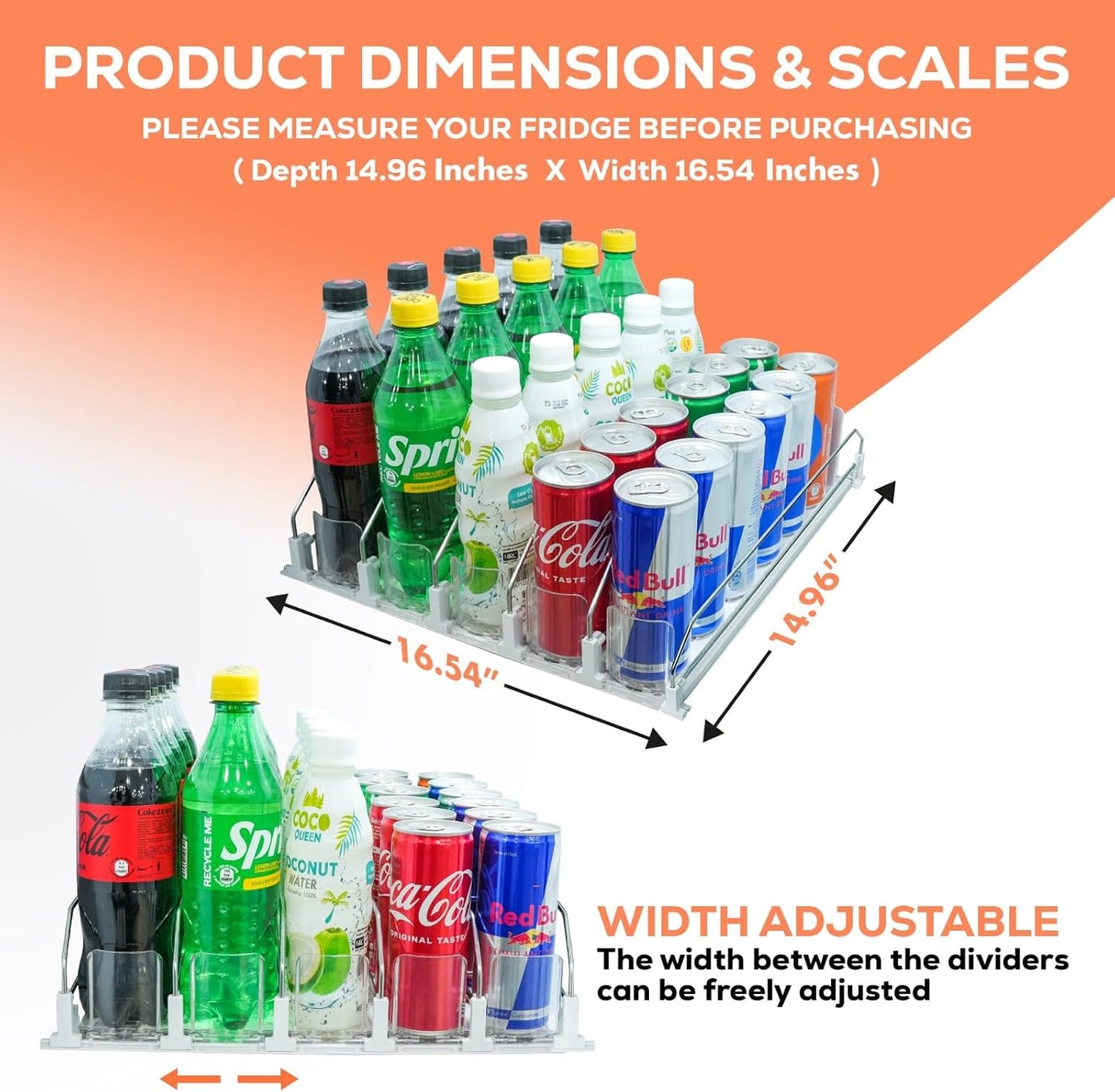 Organiz. bebidas refrigerador con empujador automático