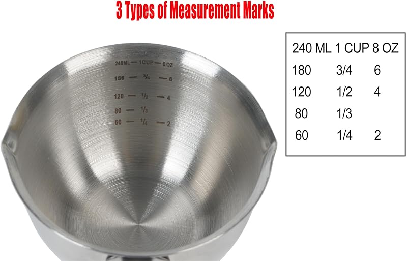 Taza medidora acero inox 1 taza 2 boquillas lavavajillas