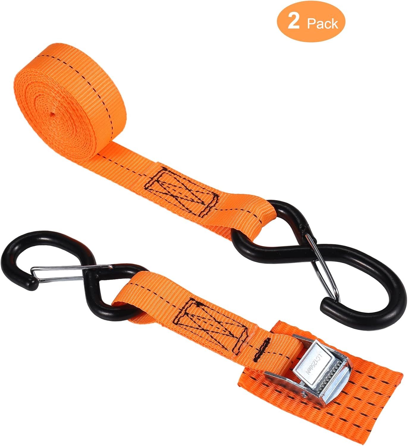 Correas amarre 1" x8ft con hebilla ganchos naranja pack 2