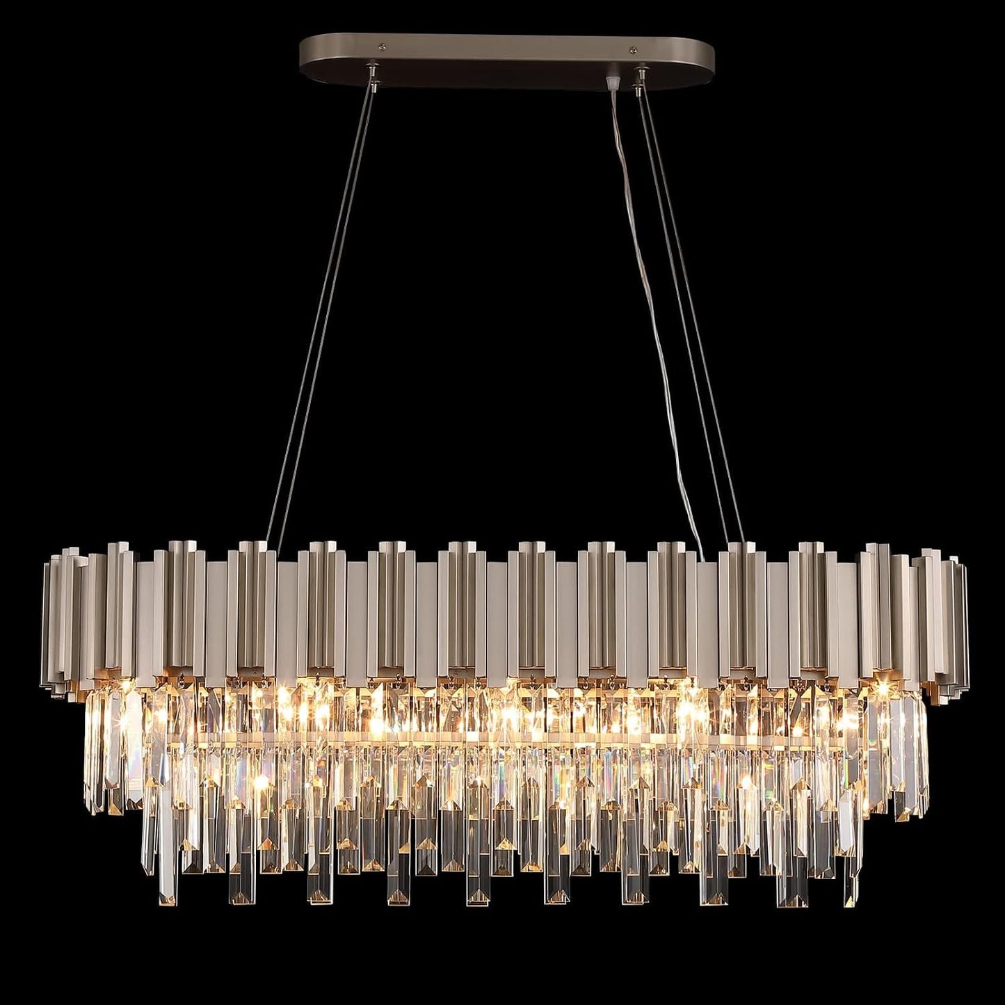 Candelabro lineal moderno de cristal 10 luces para comedor