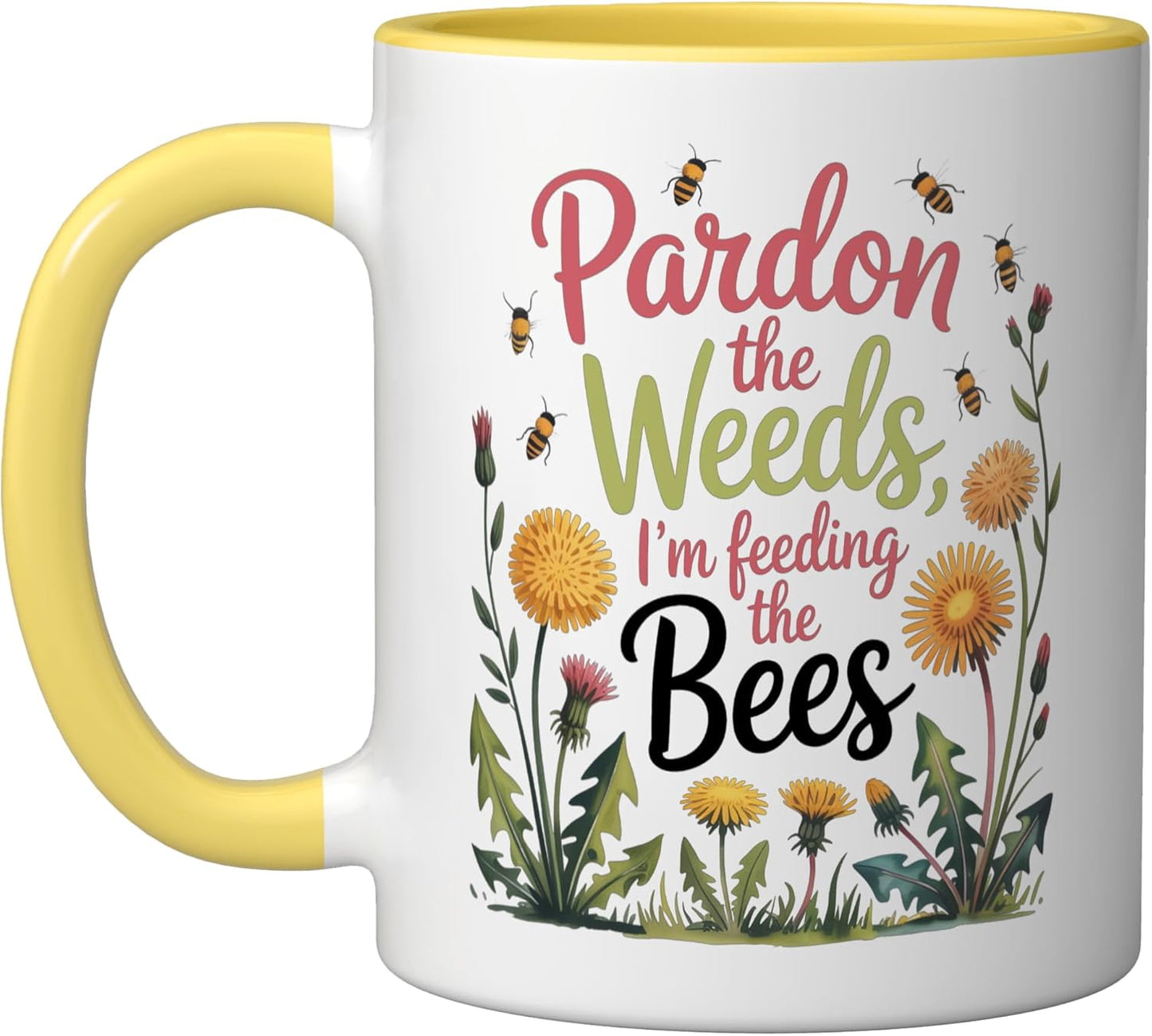 Taza Cerámica Jardín Alimenta Abejas Amarilla
